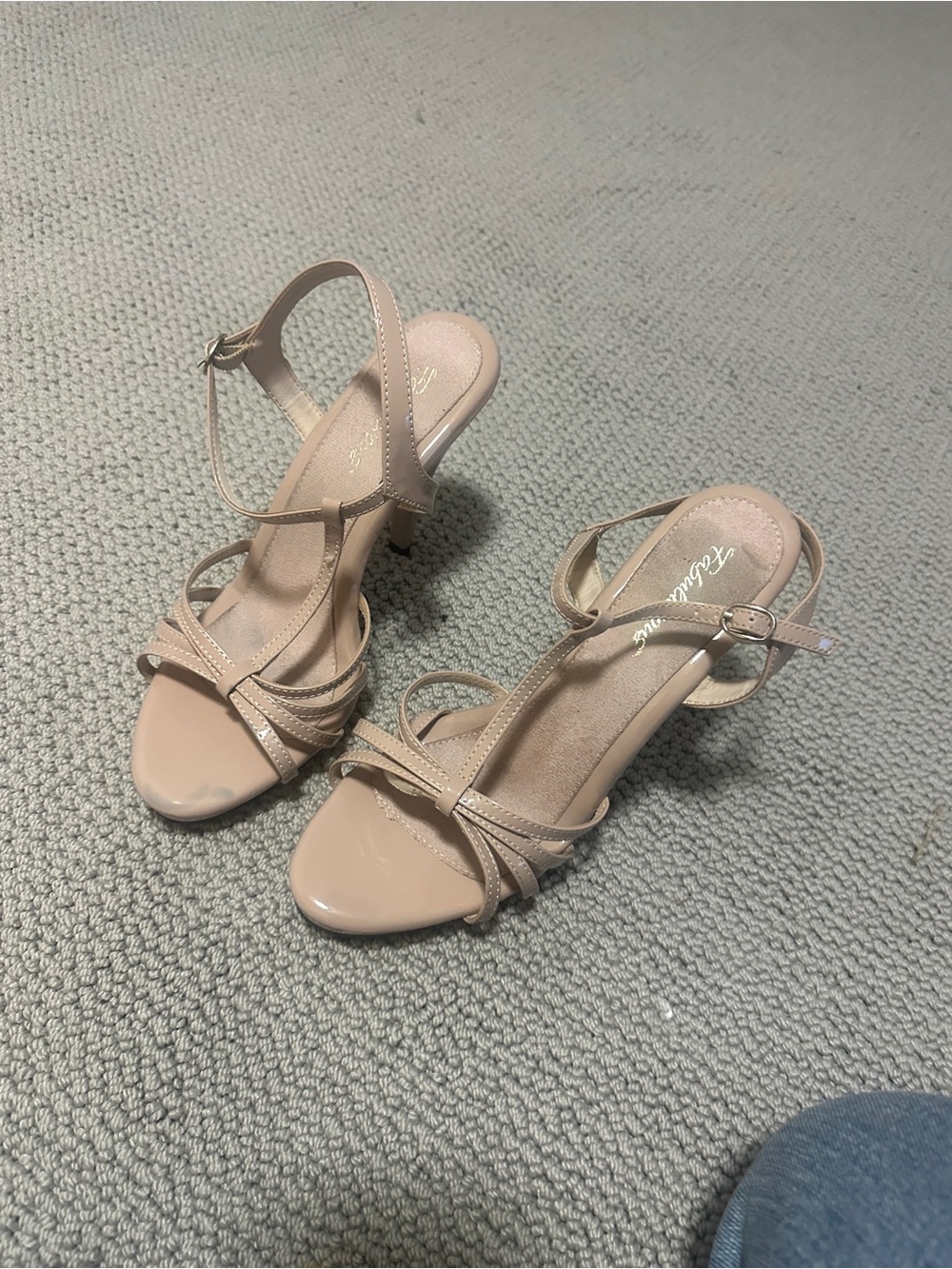 Pleaser Nude Strappy Platform High Heel Sandals - Picture 5 of 8